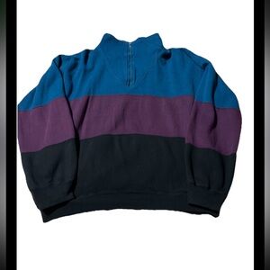 Vintage 80s colorblock quarter zip retro streetwear